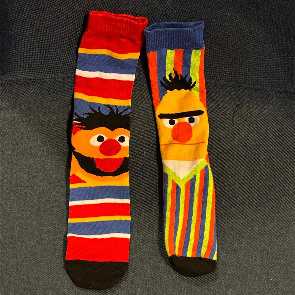 3/$18 Bert and Ernie Sesame Street Novelty Socks One Size Fits Most